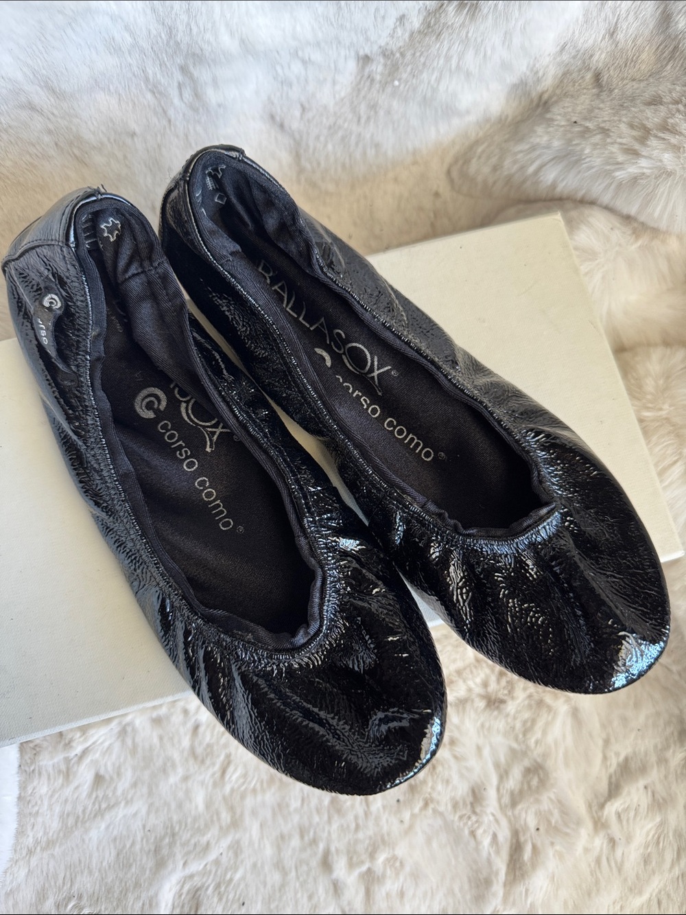 BALLASOX  Black Patent Ballet Flats - Corso Como